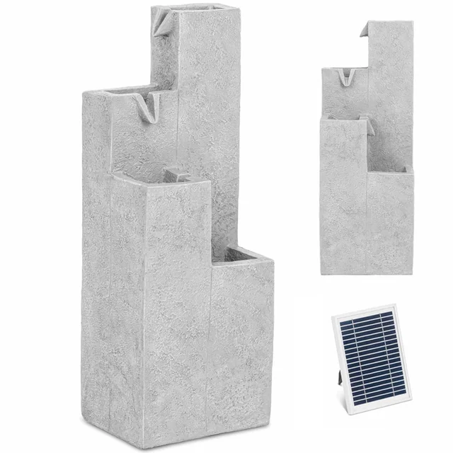 Fontaine cascade de jardin solaire avec éclairage LED 4 colonnes 3 W