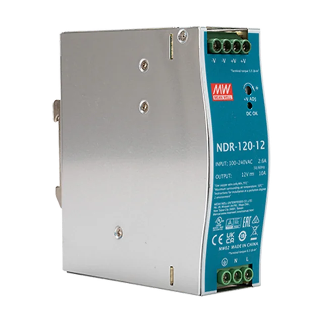 Fonte de alimentação chaveada, 12V / 10A, trilho DIN - MEAN WELL NDR-120-12