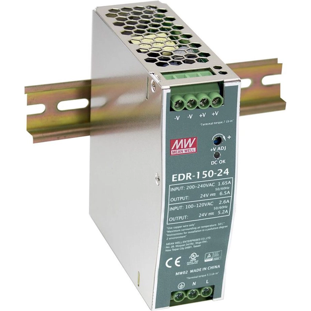 Fonte de alimentação de comutação Mean Well 24V DC 6,5A 156W (EDR-150-24)