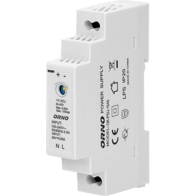 Fonte de alimentação em trilho DIN Orno 24VDC 0,63A 15W OR-PSU-1646