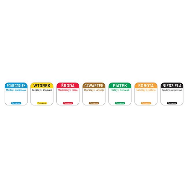 Food safety stickers for each day of the week - reusable Monday