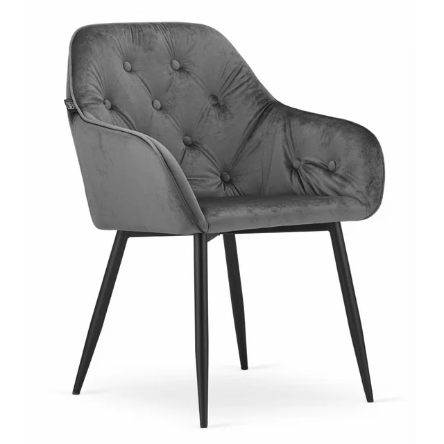 FORIO chair - gray velvet / black legs x 1