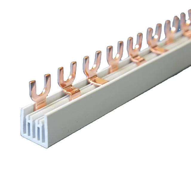 Fork type busbar comb 3 poles (14x3 modules) 80A 1000mm 16mm²