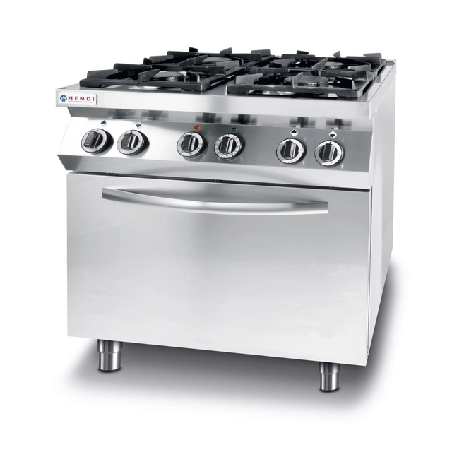 Fornello a gas 4 fuochi con forno elettrico a convezione GN1/1 Linea Cucina - Hendi 225882