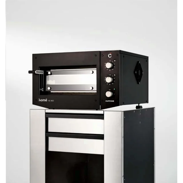 Forno elettrico per pizza Cuppone Home HE 400 | monocamerale | pannello manuale | 400x400 mm | HE400/1 TM/FN | nero