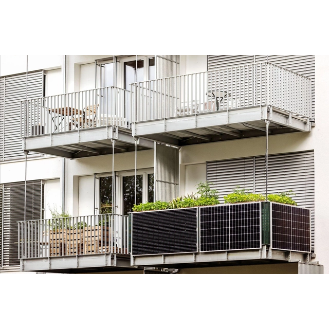 Fotogalvaaniline komplekt rõdule, terrassile, aia võrgule 1000W inverter + 2x paneel 550W + seadmed (MJ)