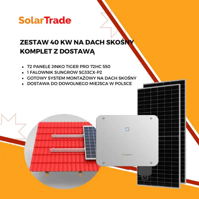 Fotovoltaická sestava na šikmou střechu - Jinko 550W + Sungrow + Corab