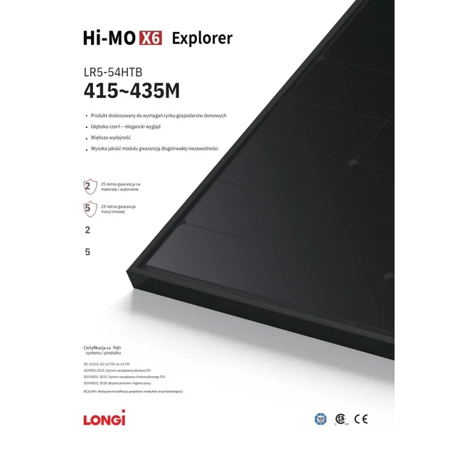 Fotovoltaický modul Longi LR5-54HTB-435M Full Black