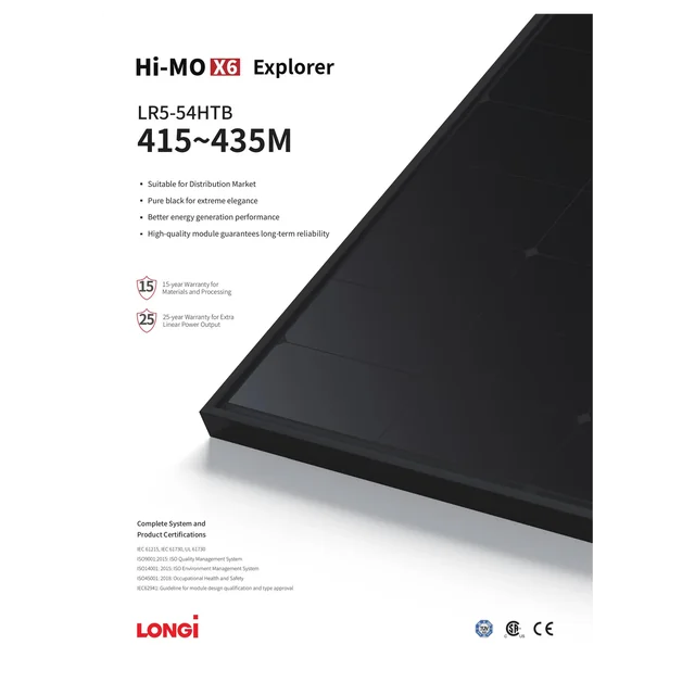 Fotovoltaikus modul Longi LR5-54HTB-425M 425W