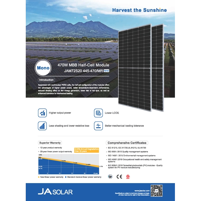 Fotovoltický panel JA SOLAR 465 Solárny modul