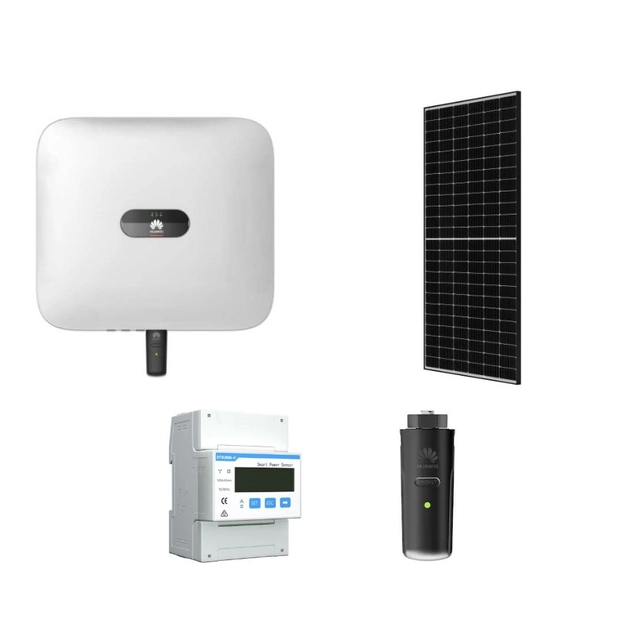 Fotovoltinė sistema 6KW trifazis hibridas, Huawei hibridinis Ongrid inverteris SUN2000-6KTL-M1, JASOLAR plokštės JAM72S20-460 MR-BF (juodas rėmelis)460W 13 kompiuteris, išmanusis matuoklis Huawei DTSU666-H , Wifi raktas įtrauktas