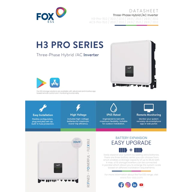 Fox Ess hibridni pretvarač H3 PRO - 20 (trofazni)