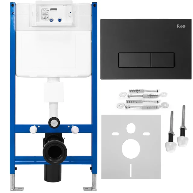 Frameset voor inbouw-WC-potten met H-knop Zwart