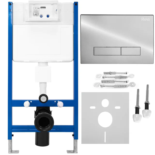 Frameset voor inbouwtoiletpotten met H-knop Chroom