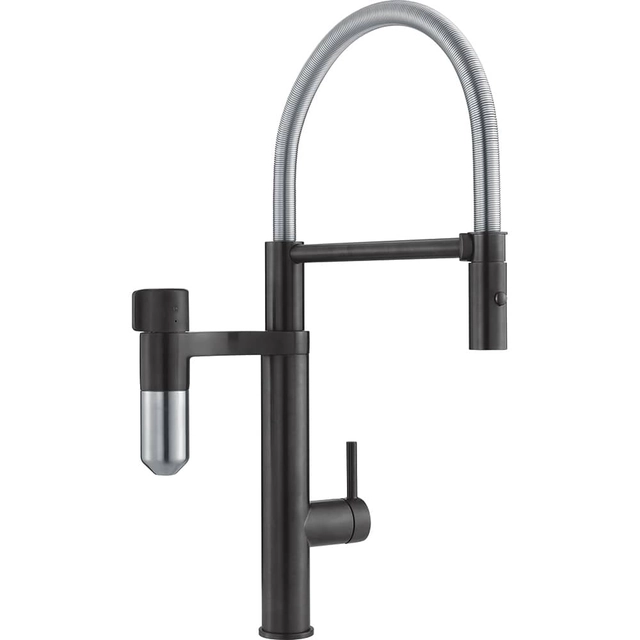 Franke sink faucet with filter, Vital Semi-Pro industrial black/stainless steel for filtered and hot/cold water