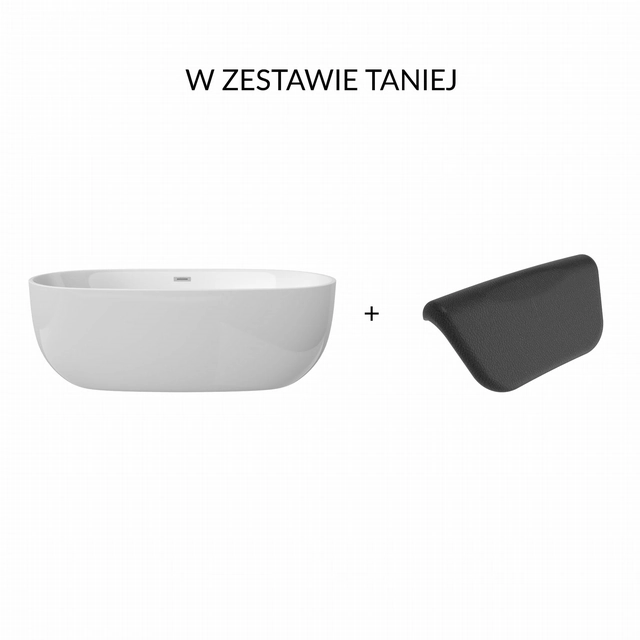 Free-standing acrylic bathtub Deante Alpinia 170x80 cm + headrest
