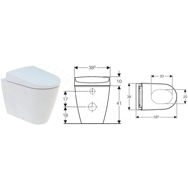 Free-standing toilet with Geberit Aquaclean Sela shower function 146.173.11.1