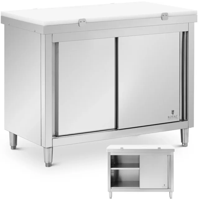 Freestanding catering cabinet with chopping board STEEL 120 x 60 cm