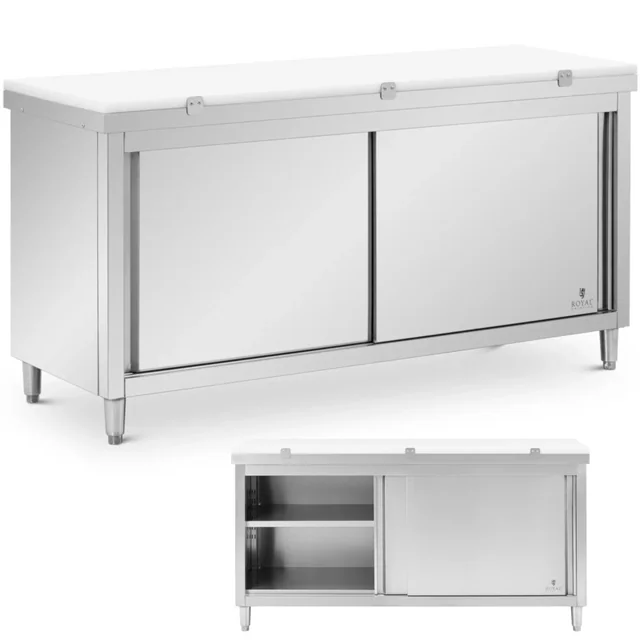 Freestanding catering cabinet with chopping board STEEL 180 x 60 cm