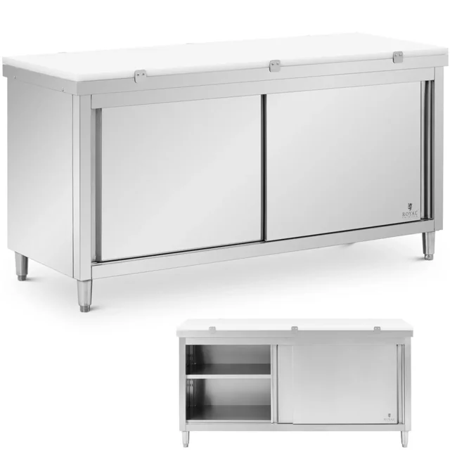 Freestanding catering cabinet with chopping board STEEL 180 x 70 cm