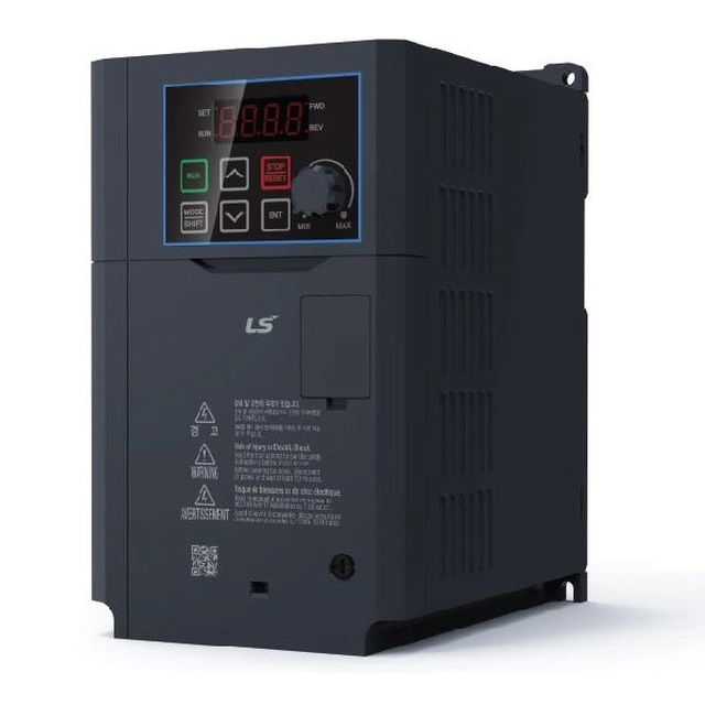 Frekvenční měnič řady LSIS G100.Napájení3x400V AC, výstup 3x400V AC.Napájení0,75 kW LV0008G100-4EOFN