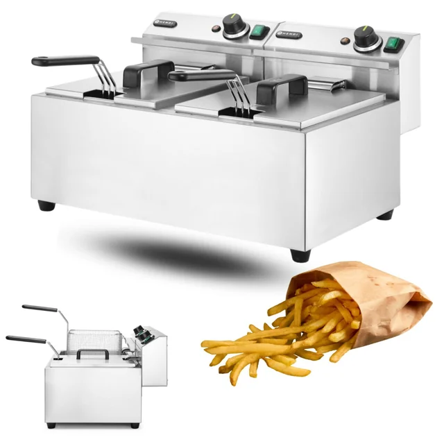 Friggitrice elettrica professionale per ristorazione 2x8l Mastercook Hendi 207307