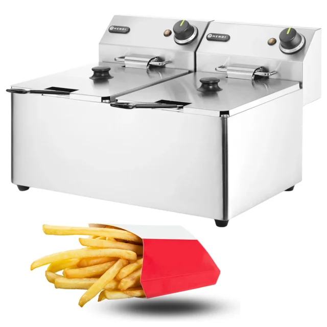 Fritadeira Elétrica Profissional 2x8L 7000W Hendi 205839