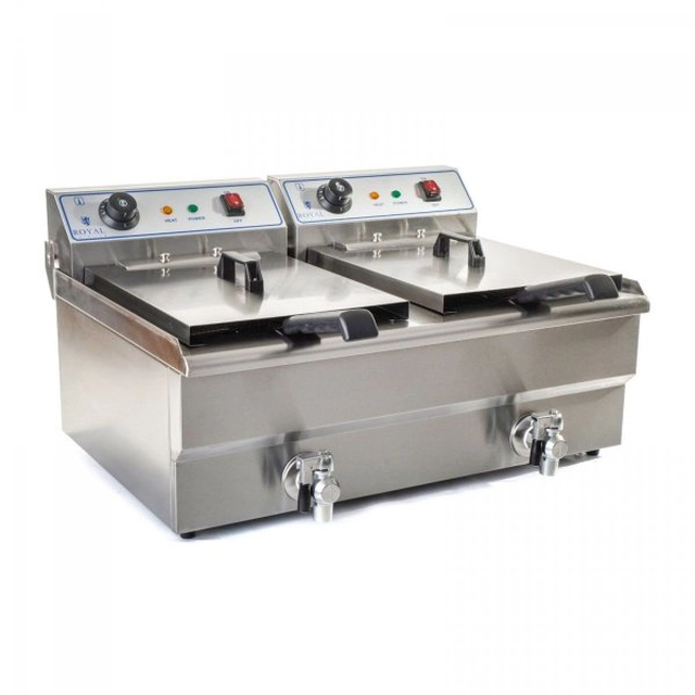 Friteuse - 2 x 16 liter - 400 V ROYAL CATERING 10010010 RCSF-16DTH