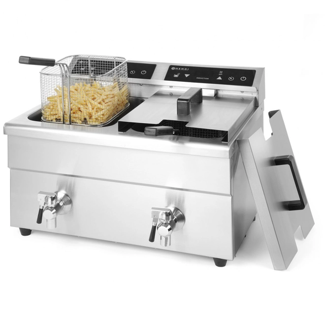 Friteuse double induction KITCHEN LINE avec robinet 2x 8 L Hendi 215029