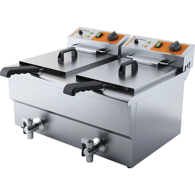 Friteuse électrique avec robinet, 2-komorowa, Caterina, V 2x8 l, P 2x3 kW