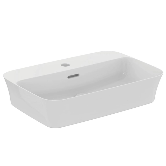 Fritstående håndvask Ideal Standard Ipalyss, rektangulær, 380x550 mm, hvid med overløb og hul til vandhane