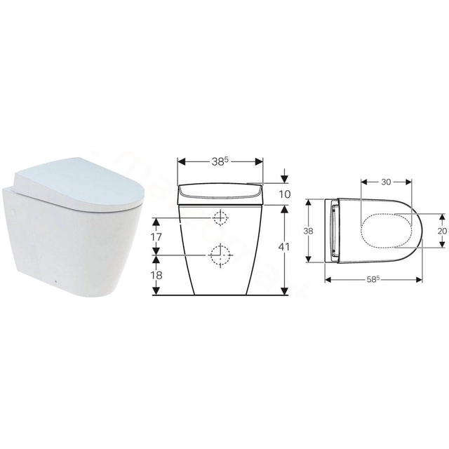 Fritstående toilet med Geberit Aquaclean Sela vaskefunktion 146.173.11.1