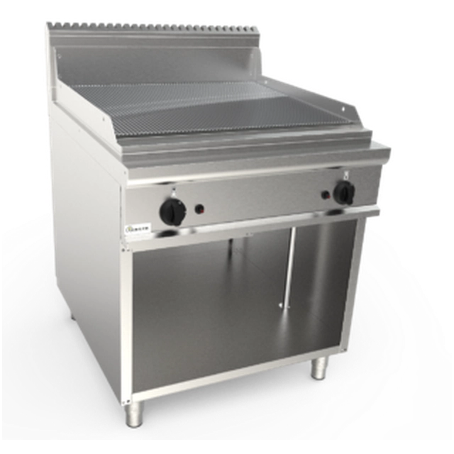Fry-Top barbecue on chromed double fluted gas, with support, 800x900x850 mm, Lady 900