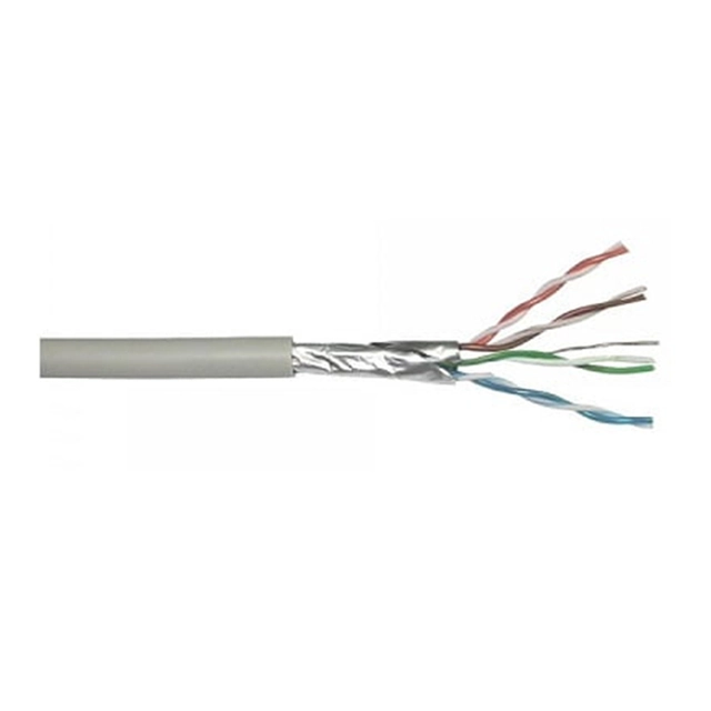 FTP kabel CAT5 měděný hliník 4x2x0.5mm, role 305 m, šedá barva