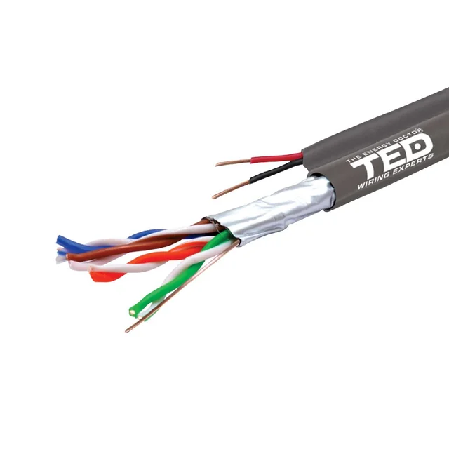 FTP kábel cat.5e Meď + 2 drôt x 0,75 mm medený viacžilový napájací kotúč 305ml TED Wire Expert TED002389