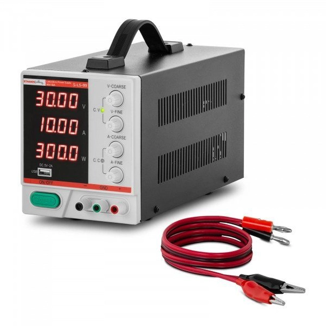 Fuente de alimentación de laboratorio - 0-30 V - 0-10 A CC - 300 W - 4-cyfrowy Pantalla LED - USB STAMOS 10021278 S-LS-99