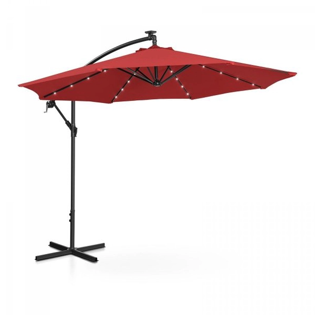 Függő kerti esernyő - Ø300 cm - piros - LED UNIPRODO 10250085 UNI_UMBRELLA_R300REL
