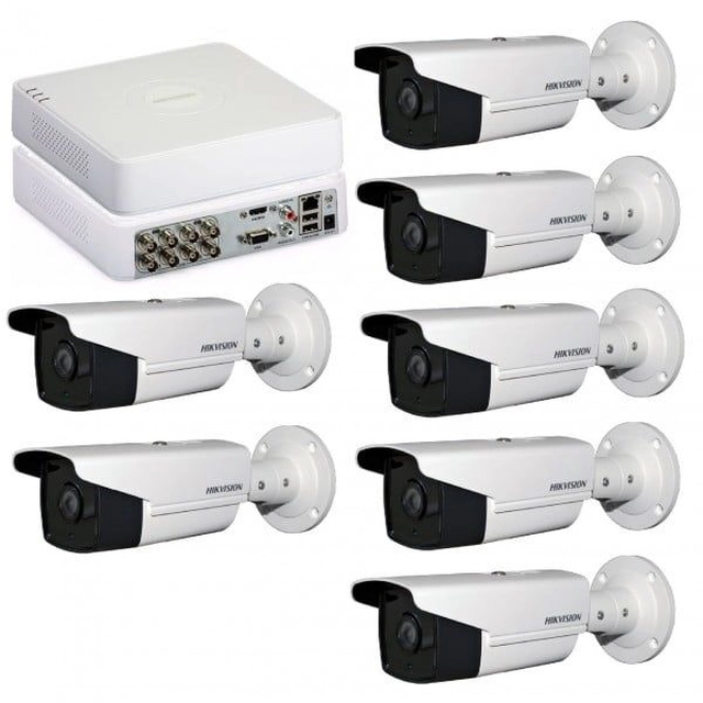 Full HD Surveillance Kit 1080P ja 7 Exir Exterior Camera 80m + DVR 8 videokanavaa / 1 äänikanavaa