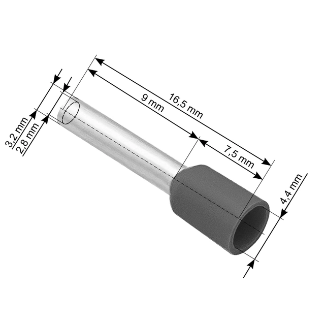 Funda de conector aislada 4,0/9 gris 100 uds.