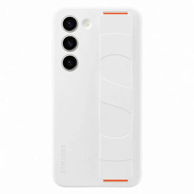 Funda de silicona con correa para la mano para Samsung Galaxy S23 Silicone Grip Cover, blanca