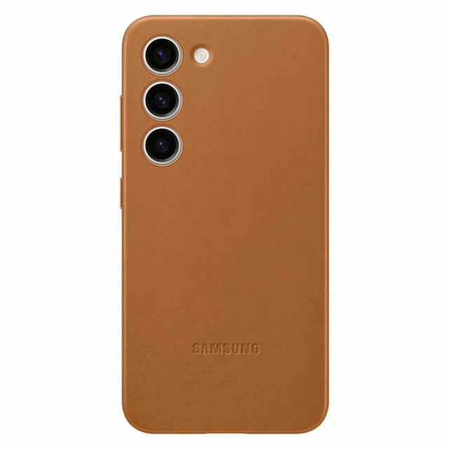 Funda Samsung Galaxy S23 Leather color camel fabricada en piel natural