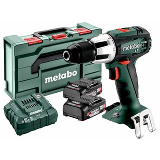 Furadeira de impacto compacta sem fio Metabo SB 18 LT 18 V | 34 Nm/60 Nm | 1,5 - 13 mm | Escova de carvão | 2 x 2 Ah bateria + carregador | na metaBOX