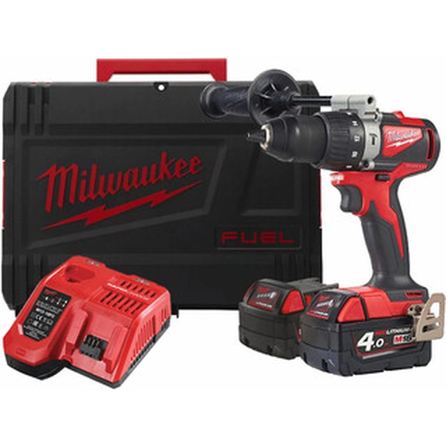 Furadeira de impacto sem fio Milwaukee M18BLPD2-402X 18 V | 82 Nm | 0 - 13 mm | Carbono sem escova | 2 x 4 Ah bateria + carregador | No caso de serviço pesado