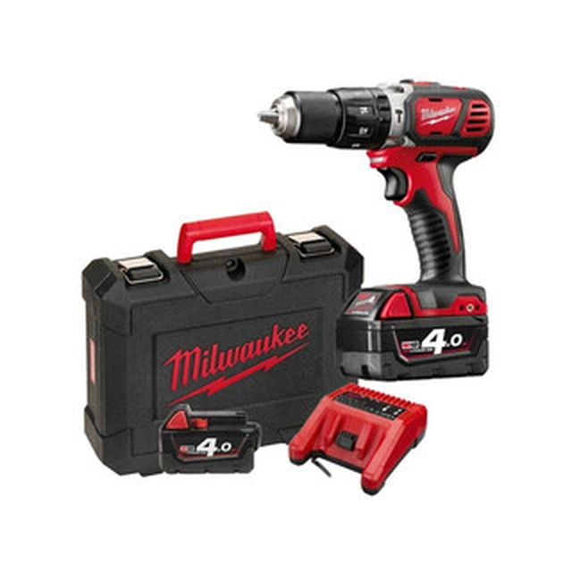 Furadeira de impacto sem fio Milwaukee M18BPD-402C 18 V | 50 Nm | 0 - 13 mm | Escova de carvão | 2 x 4 Ah bateria + carregador | Em uma mala