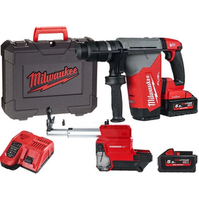 Furadeira de impacto sem fio Milwaukee M18ONEFHPXDEL-552C 18 V | 5 J | Em concreto 32 mm | 4,2 kg | Carbono sem escova | 2 x 5,5 Ah bateria + carregador | Em uma mala