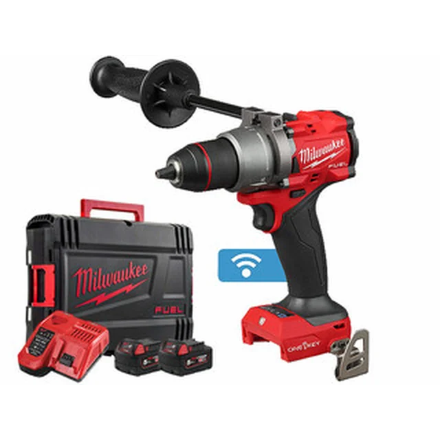 Furadeira de impacto sem fio Milwaukee M18ONEPD3-502X 18 V | 158 Nm | 1,5 - 13 mm | Carbono sem escova | 2 x 5 Ah bateria + carregador | No caso de serviço pesado