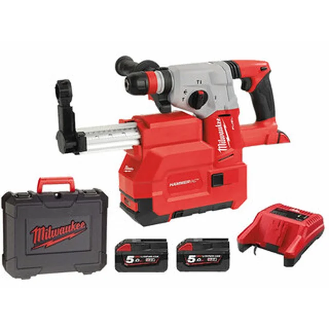 Furadeira de impacto sem fio Milwaukee M28CHPXDE-502C 28 V | 4,7 J | Em concreto 28 mm | 4,6 kg | Carbono sem escova | 2 x 5 Ah bateria + carregador | Em uma mala