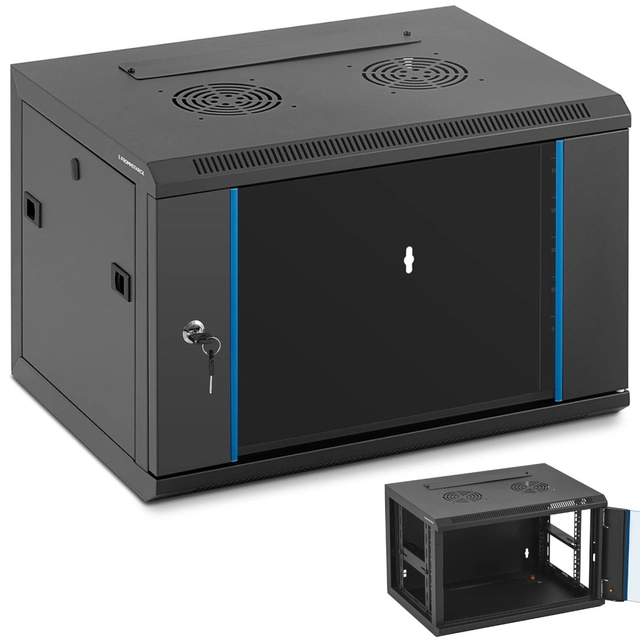Gabinete RACK de servidor de instalação suspenso 19'' 6U IP20 a 60 kg 54x40x35 cm PRETO