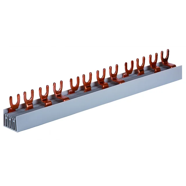 Gaffeltyp samlingsskena kam 3 poler 12 module(4x3 moduler) 63A 210mm 10mm² för säkra anslutningar