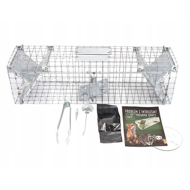 GAIOLA DE ARMADILHA COM DUAS ENTRADAS PARA ANIMAIS 65X17X20CM